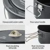 Ensemble de casseroles en aluminium NATUREHIKE - Antiadhésives, portables, pour le camping et les pique-niques